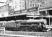 Ex-LMS 5XP 4-6-0 Jubilee class No 5742 is seen just after nationalisation of the railways at the East end of Platform 3 whilst at the head of a Euston express