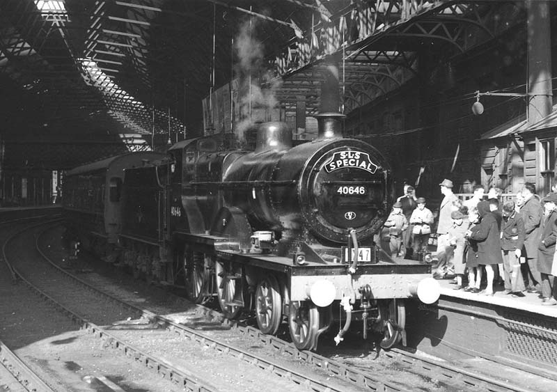 Ex-LMS 2P 4-4-0 No 40646 is seen standing at the East end of Platform 7 having been smartly turned out on a SLS special excursion