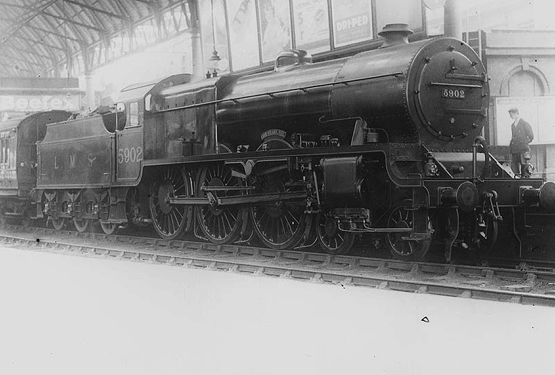 LMS 5XP 4-6-0 Patriot class No 5902 'Sir Frank Ree' is seen standing at the West end of Platform 3 whilst at the head of a down express service