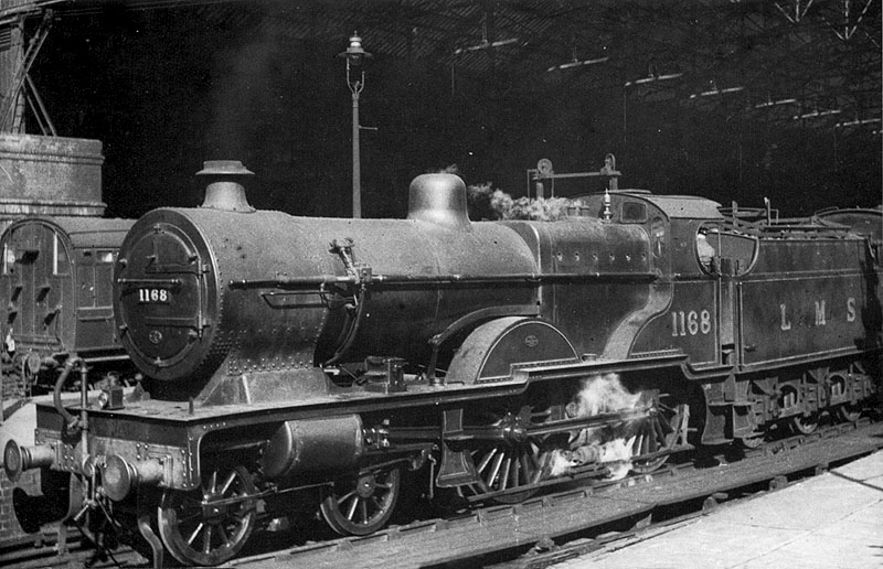 LMS 4P 4-4-0 Compound No 1168 is seen at Platform 2 about to depart light engine after arriving with a Rugby to Birmingham local passenger service