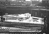 An elevated view of the disused and dismantled turntable situated opposite New Street No 5 Signal Cabin