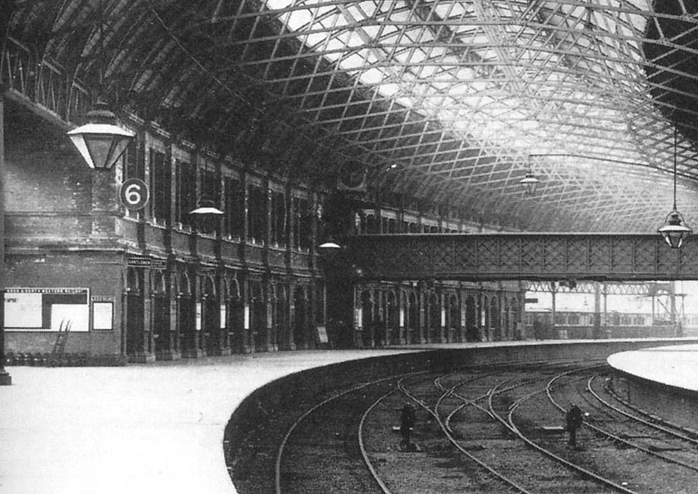 Close up showing the new extension's main station building which housed the offices and the principal passenger facilities on Platform Six