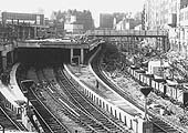 Looking West of the final stages of the demolition of the original 1854 station with the Queen's Hotel on the right still towering over the station
