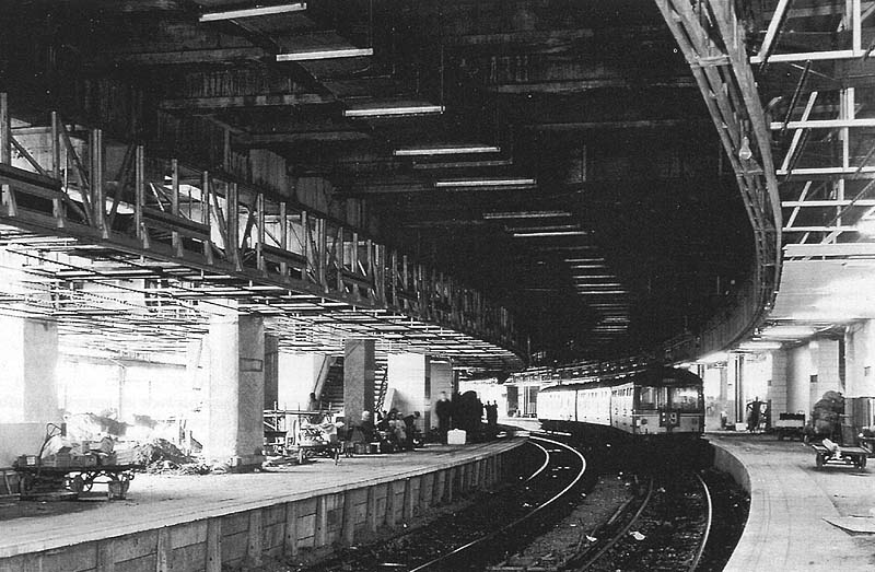 A Craven DMU is seen lurking in the gloom of the rebuilt New Street station on 15th September 1969