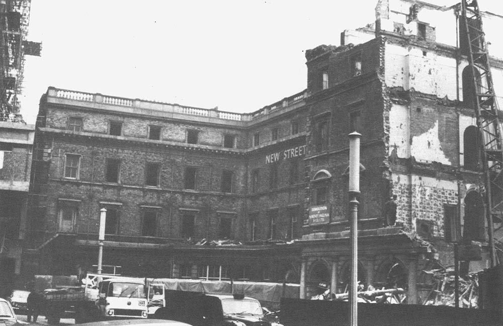 Demolition of the New Street station frontage and Queen's Hotel in Stephenson Street in 1966