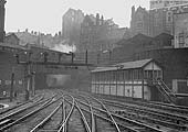 Looking towards the smoke filled tunnel which commenced at Suffolk Street, on the right New Street No 5 Signal Cabin