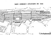 View of the layout of the original station showing the Queen's hotel at the bottom and Great Queen's Street at the top