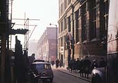 Looking towards Worcester Street from New Street with the Rotunda building on the left under construction in 1963