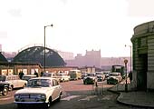 View down Hill Street in 1963 from its junction with John Bright Street with the Midland side train shed on the left