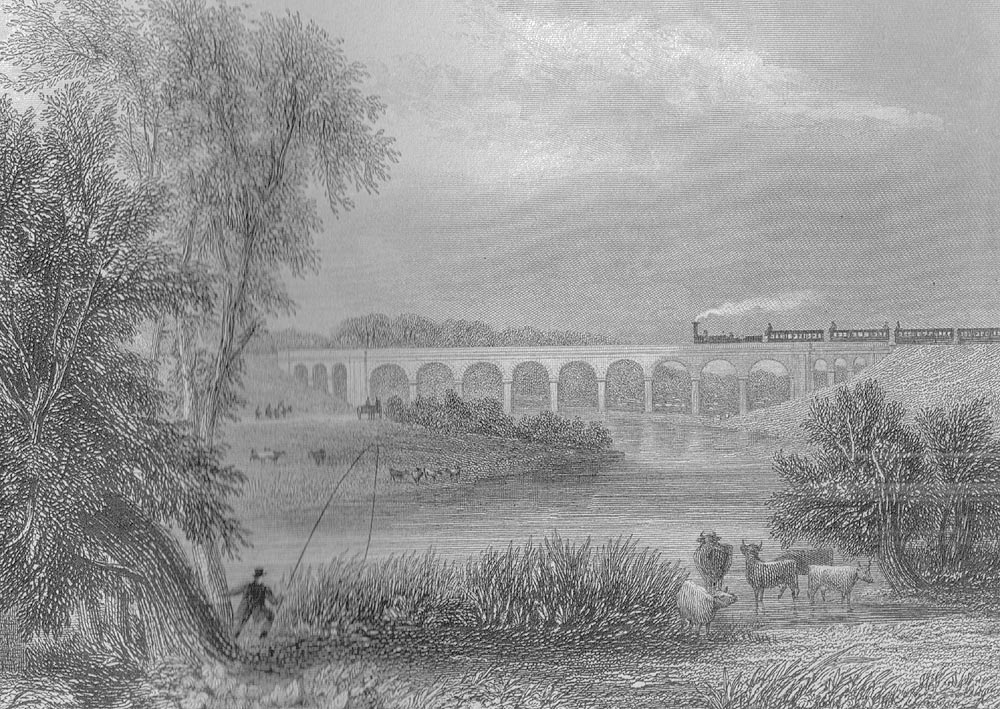 Brandon and Wolston: View of a LNWR train crossing the London ...