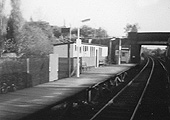View of Butlers Lane station showing the two sets of buildings on the down platform in the early 1970s