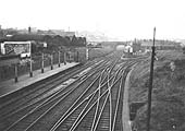 A 1950s view of the eastern approach to Coventry station with the branchline to Leamington leading off to the right