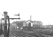Looking to Rugby with the junction to the Leamington branch on the right and the shed visible in between