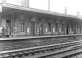 View showing war time damage to Coventry station's passenger facilities at the Birmingham end of the down platform