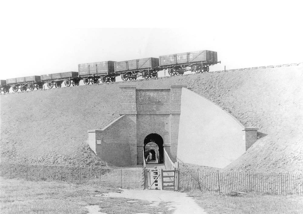 Looking through Folley Lane tunnels towards the tunnel under the Coventry to Rugby main line  during construction of the loop line