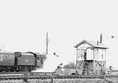 Ex-LMS 5XP 4-6-0 No 45625 'Sarawak' passes Humber Road Junction signal box during the late 1950s