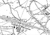 An 1888 Ordnance Survey map of Folly Lane showing the area prior to the Coventry Loop Line being built