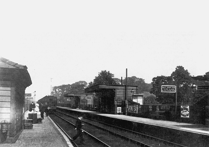 An Edwardian view of the station showing a train departing from Erdington's up platform for Sutton Coldfield
