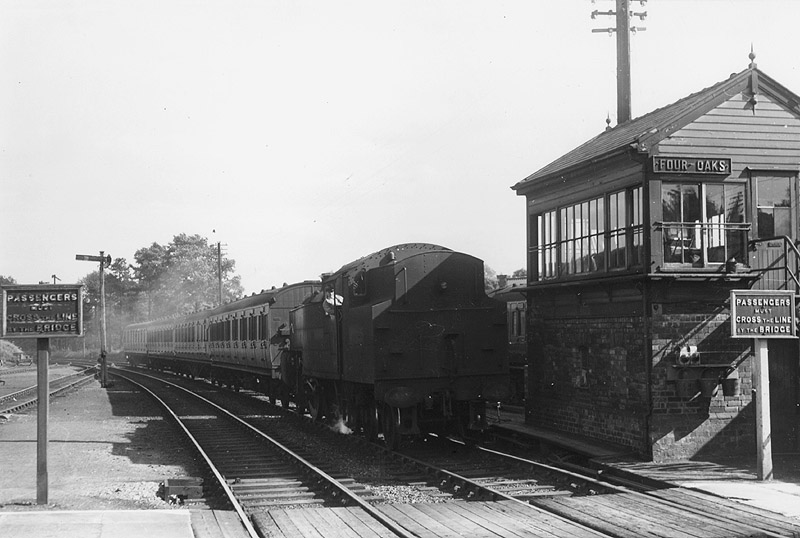 Ex-LMS 4MT 2-6-4T No 42262 running bunker first on a local New Street to Lichfield service during June 1949