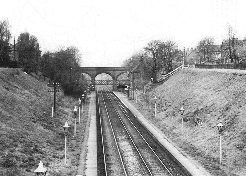 View of Gravelly Hill station looking towards Sutton Coldfield from Hillaries Road bridge on 25th April 1955