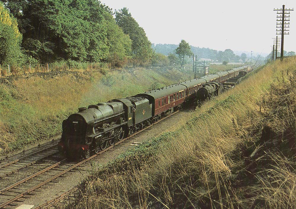 Ex-LMS 4-6-0 Rebuilt Scot class No 46162 'Queens Westminster Riflemen' on theDown Mid day Scot diverted from Trent Valley