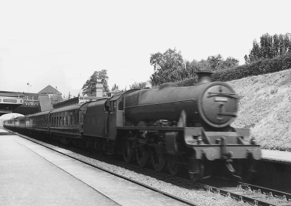 LMS 5XP 4-6-0 Jubilee class No 5588 'Kashmir' passes through Hampton in Arden station at speed at the head of an up express train