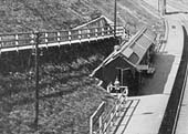 Close up showing the Walsall end of the station and the four structures recessed in to the embankment