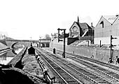 Looking towards Winson Green station from the elevated tracks of the Harborne Railway as it crosses the Birmingham Canal