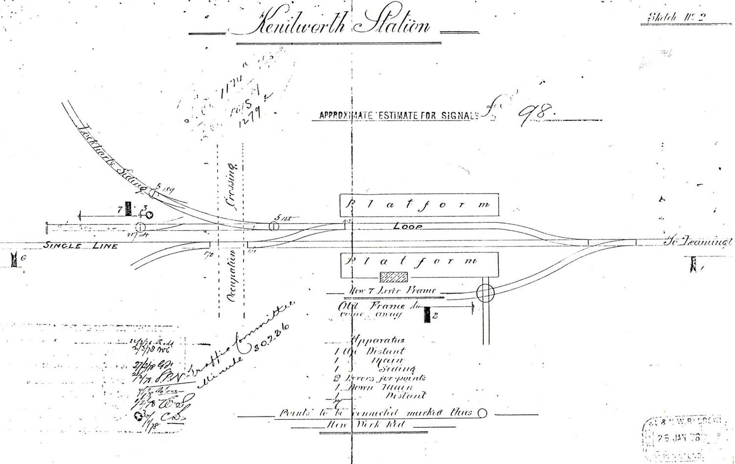 Kenilworth Station: A schematic drawing of the original single line ...