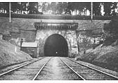Looking towards Rugby through the southern portal of Kilsby tunnel with a brick built P&W hut now erected on the left