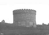 An early 20th century view of one of the tunnel's two castellated towers located near the village of Kilsby