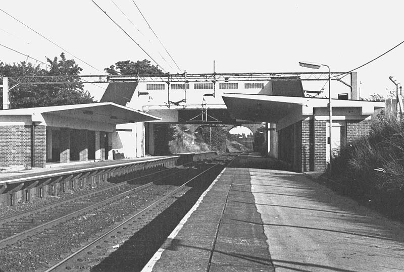Looking towards Coventry post-electrification from the Birmingham end of Lea Hall's down platform circa 1975