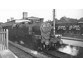 LMS 3P 2-6-2T No 3 stands at platform 2 at the head of a local Leamington to Coventry passenger service