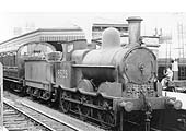 Ex-LNWR 2F 0-6-0 No 8529, a class of locomotives nicknamed Cauliflower, is at the head of a local Leamington to Coventry passenger service