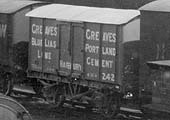 Close up showing the Greaves Blue Lias Lime and Portland Cement Van No 242 based at Harbury and rated at 6ton 12 cwt