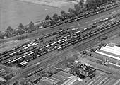 A 1937 aerial view of the exchange sidings which lay between the northern lines of both railway companies