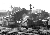 Close up showing the shed still in full operation as the shed was being demolished section by section