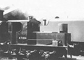 Ex-LMS 0-4-0 Sentinel No 47184 is seen standing in Monument Lane's Promenade sidings circa 1950