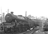 Ex-LMS 5XP Jubilee class No 45631 'Tanganyika' moves slowly through the yard on 4th August 1960