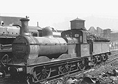 Ex-MR 2F 0-6-0 No 58185 is seen standing 'coaled and watered' on the Promenade sidings circa 1957
