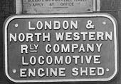 View of the London & North Western Railway's Locomotive Engine Shed entrance plate still in place on 4th June 1950