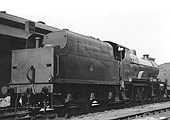 View of ex-LMS 4P 4-4-0 Compound No 40936 coupled to the experimental Stanier 3500 gallon tender