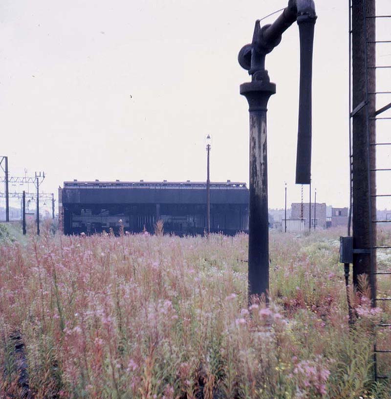 Another view of Nuneaton's now abandoned shed, approach roads and water column in August 1968