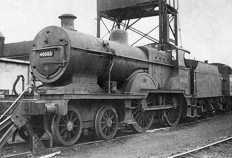 Ex-LMS 2P 4-4-0 No 40683 stands in withdrawn condition alongside the ash plant on 3rd September 1961