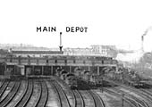 Close up showing Rugby's twelve road main depot with its typical FW Webb designed northlight pattern style roof