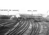 Panoramic view of the shed showing the main depot and the sub-depot or garage