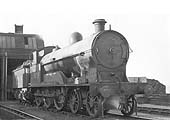 Ex-LNWR 4P Prince of Wales class No 25624 'Sir Thomas Campbell' stands in steam outside Rugby No 2 shed