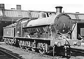Ex-LNWR G2 0-8-0 No 49431 stands outside Rugby shed coaled and watered ready for its next day's working