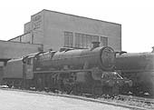 Ex-LMS 5XP Jubilee Class No 45717 'Dauntless' stands outside of Rugby Testing station in 1963