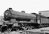 Ex-LNER 4-6-0 B16 No 61440 stands outside Rugby Testing Station minus its rear set of wheels circa 1959